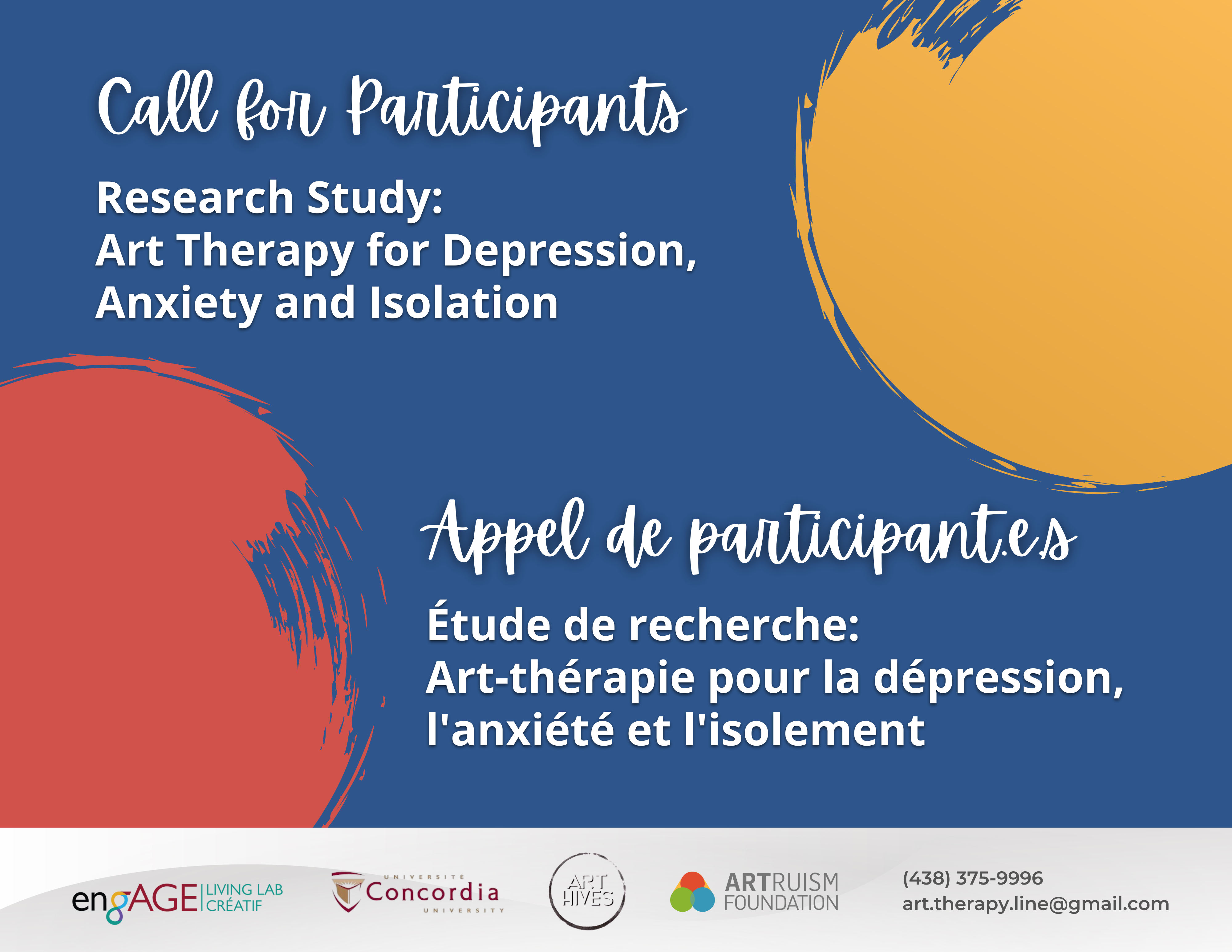 Research Study: Art Therapy for Depression, Anxiety and Isolation / Étude de recherche: Art-thérapie pour la dépression, l'anxiété et l'isolement