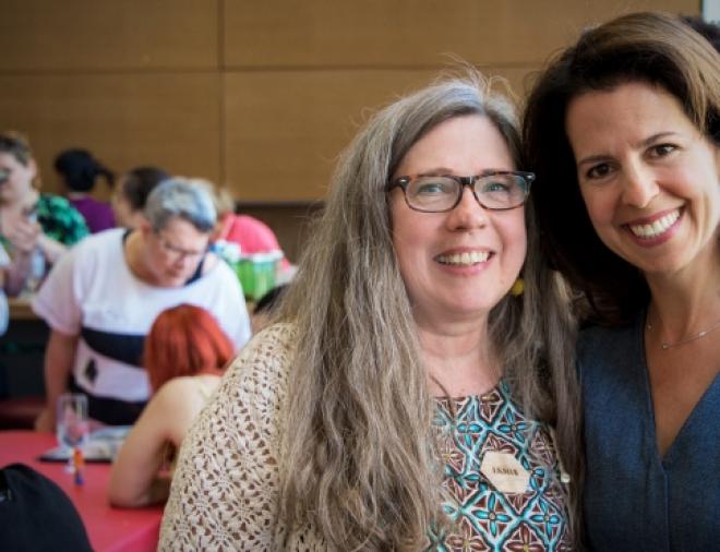 Pictured are Janis Timm-Bottos, Art Hives founder and associate professor of creative arts therapies, and Stephanie Rossy, vice-chair of the Rossy Family Foundation.